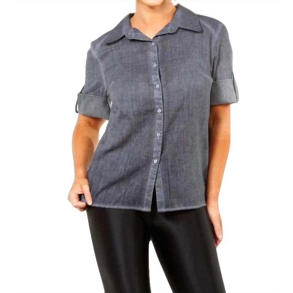 NEW ANGEL oil-washed back-zip shirt in gray